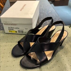 Naturalizer Black Heels with Crisscross Straps Size 7 1/2